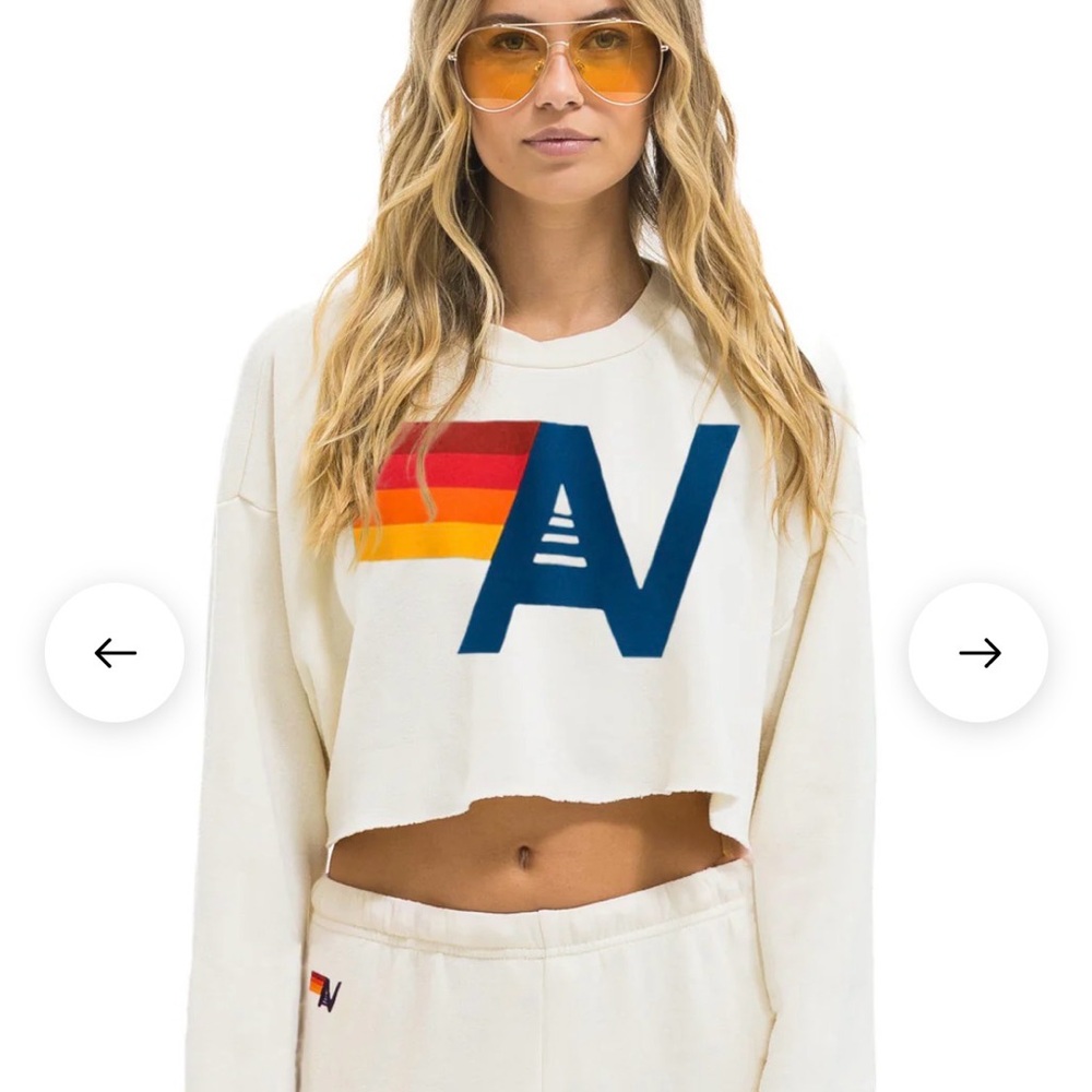 NEW Aviator Nation Cropped Sweatshirt with Colorful Logo